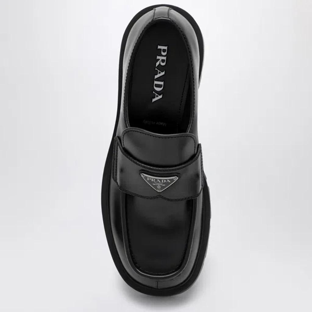 PRADA Black Brushed Leather Loafer Product Image