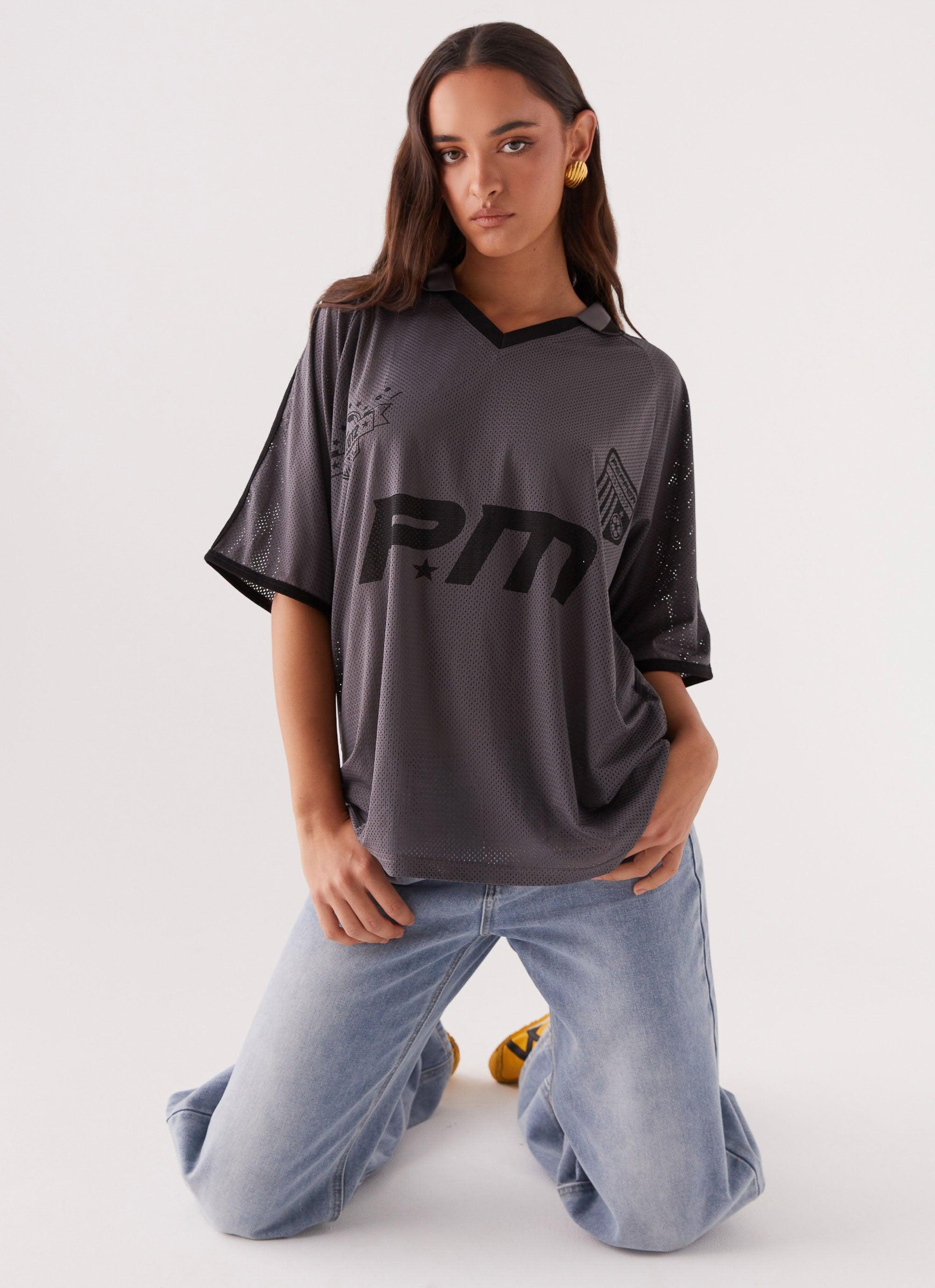 Let's Go Jersey Top - Grey Product Image