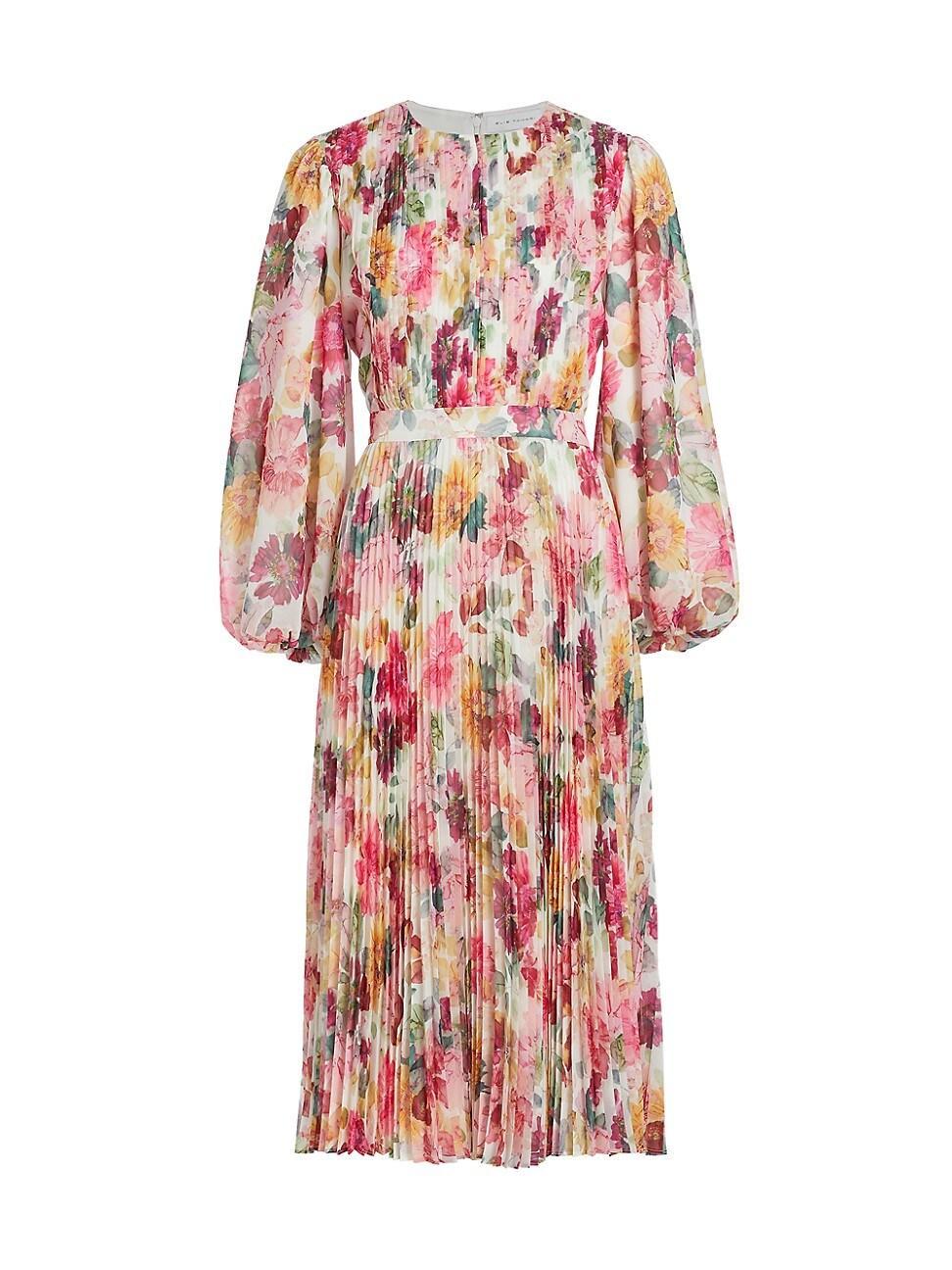 Womens The Cecilia Floral Pleated Midi-Dress Product Image