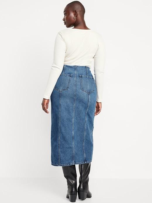 Mid-Rise Jean Maxi Skirt Product Image