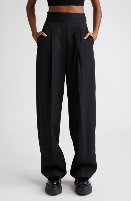 Alexander Wang Pleated Logo High Waist Wool Pants Product Image