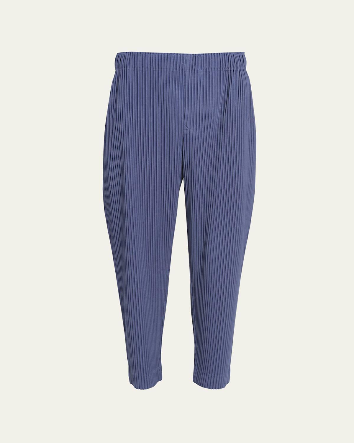 Mens Pleated Elastic-Waist Pants Product Image