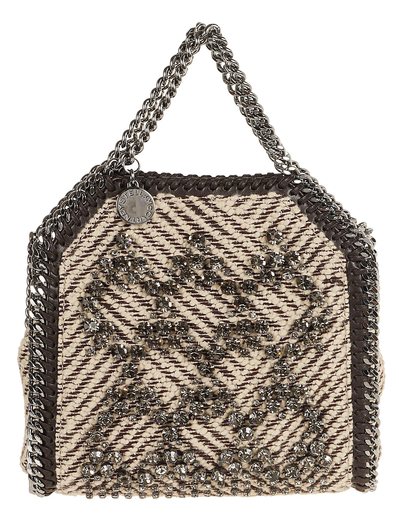 Crystal Embroidered Jacquard Cross-body Bag In Chocolate Cream Product Image