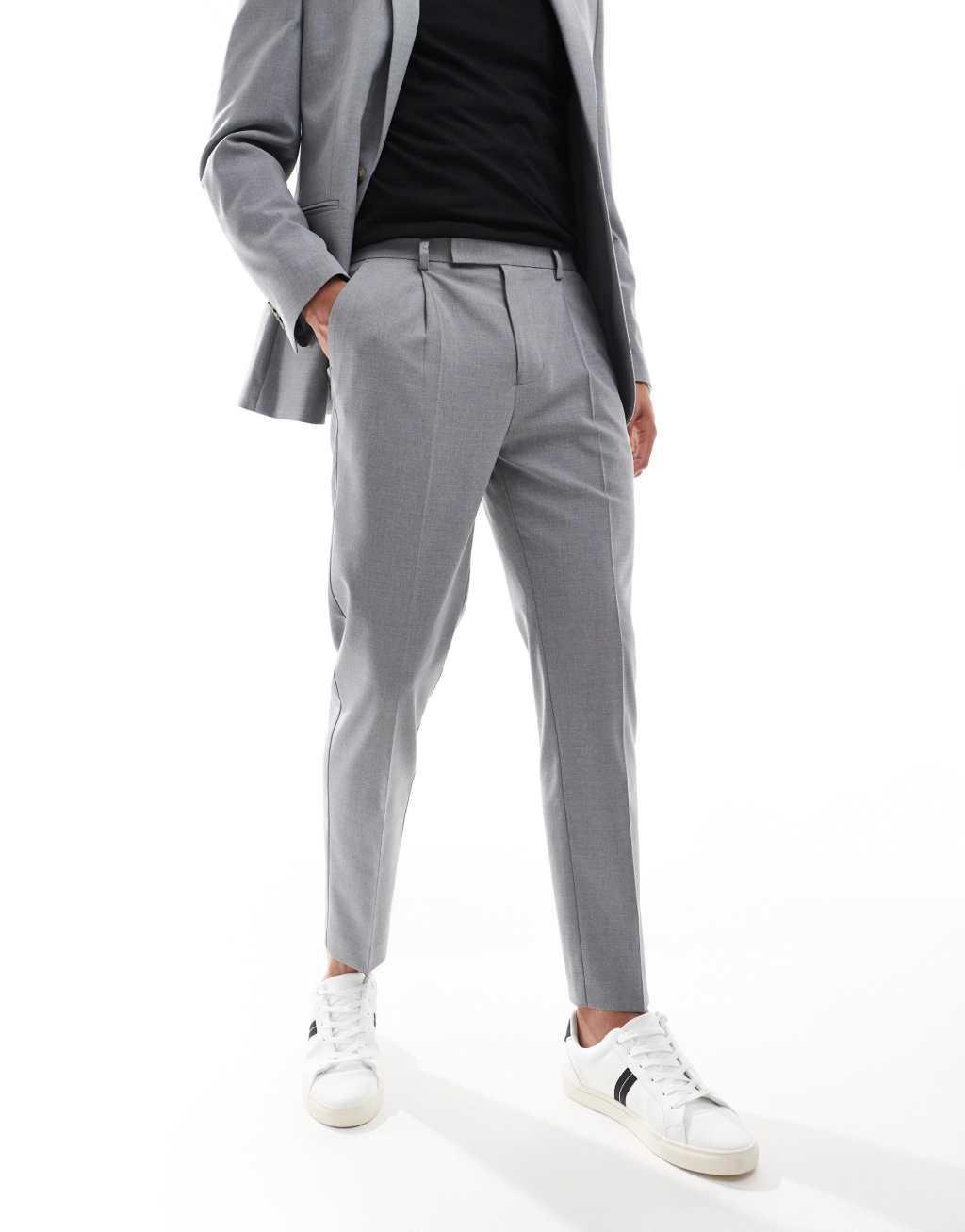 ASOS DESIGN tapered suit pants in gray Product Image