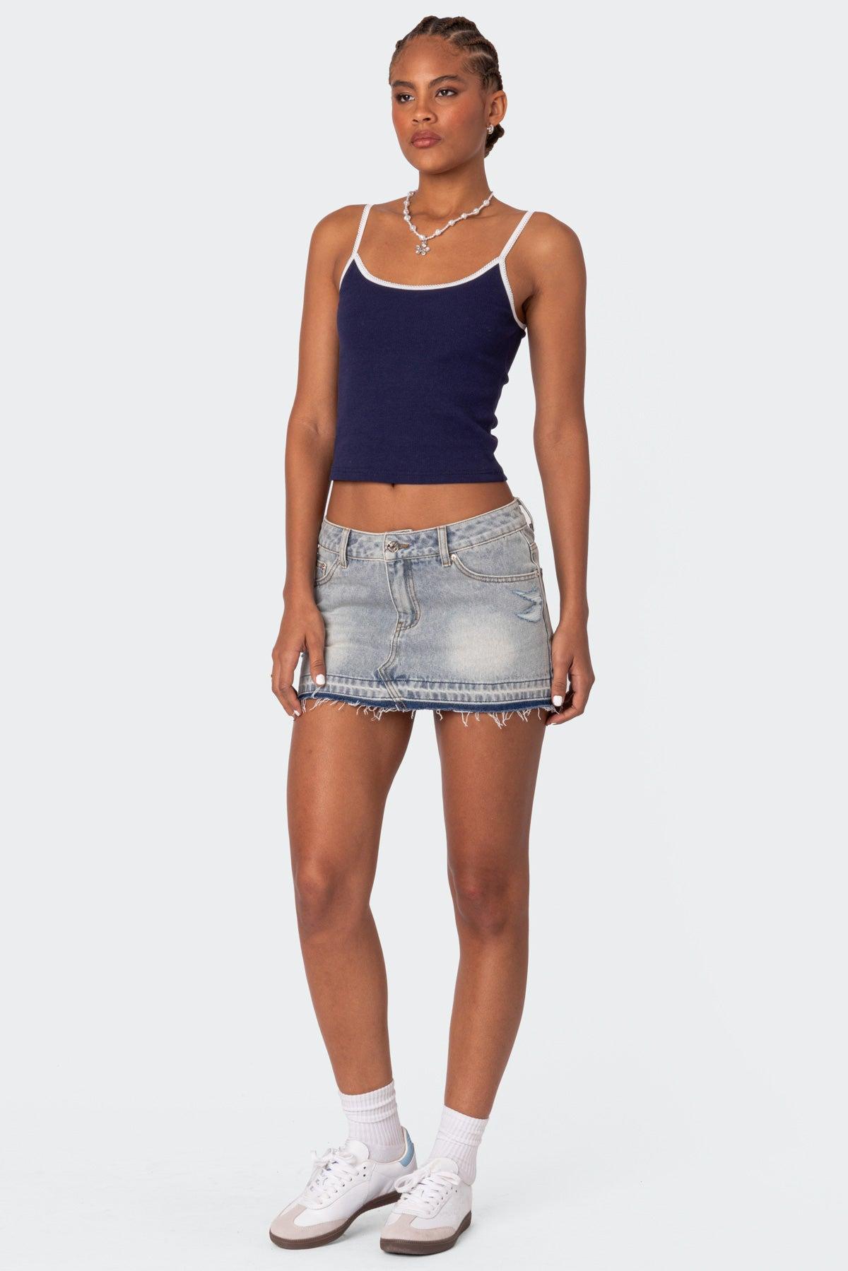 Priyanka Distressed Denim Mini Skirt product image