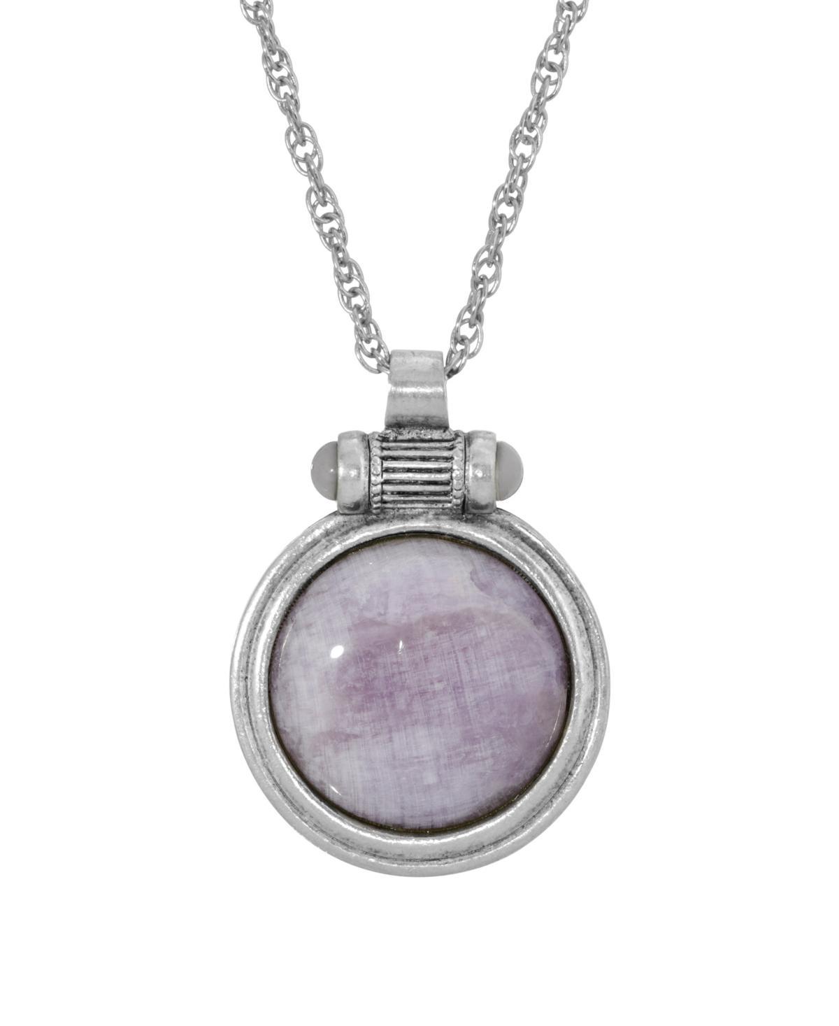 1928 Silver Tone Round Stone Pendant Pendant Necklace, Womens Purple Product Image