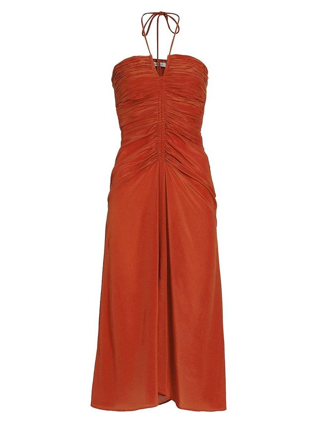 Womens Cachi Toribia Ruched Silk Midi-Dress Product Image