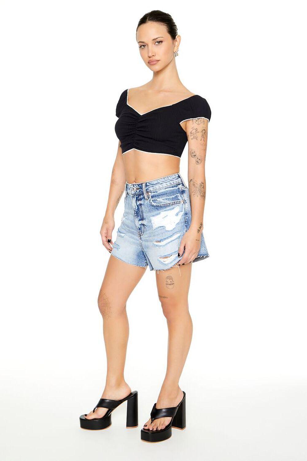 Distressed Acid Wash Denim Shorts | Forever 21 Product Image