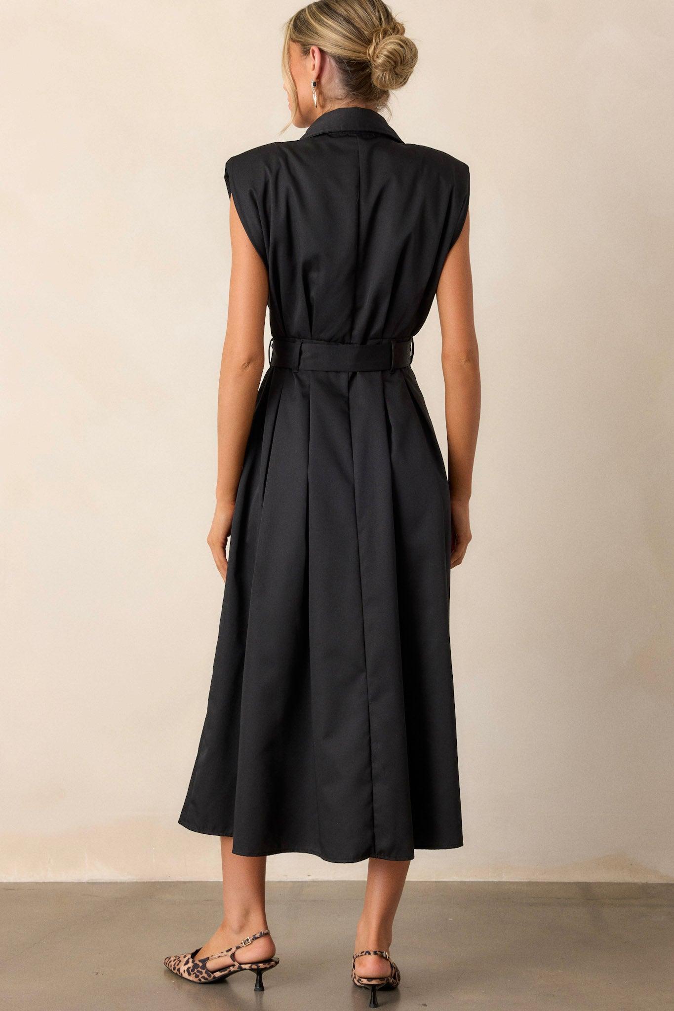 Days Go By Black Belted Midi Dress Product Image