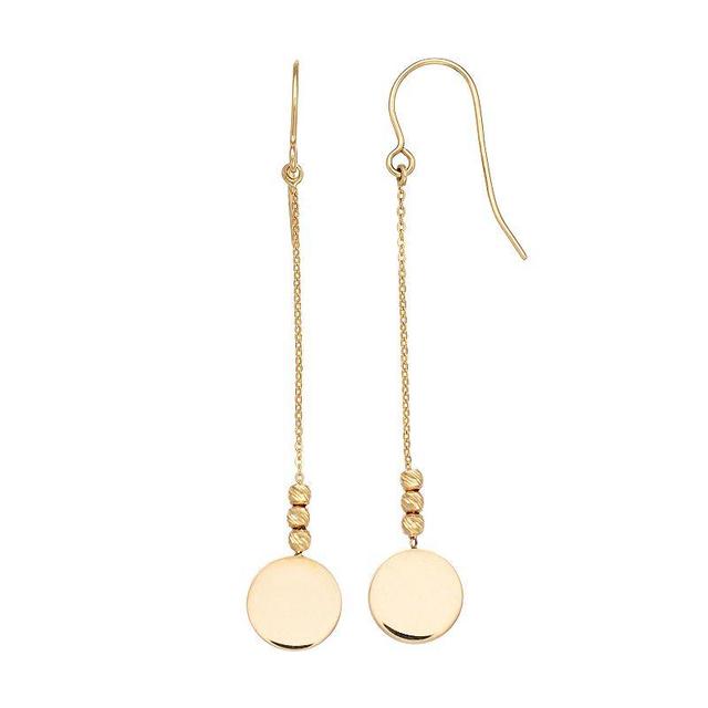 14k Yellow Gold Disc Bead Linear Drop Earrings, Womens, 14k Gold Product Image