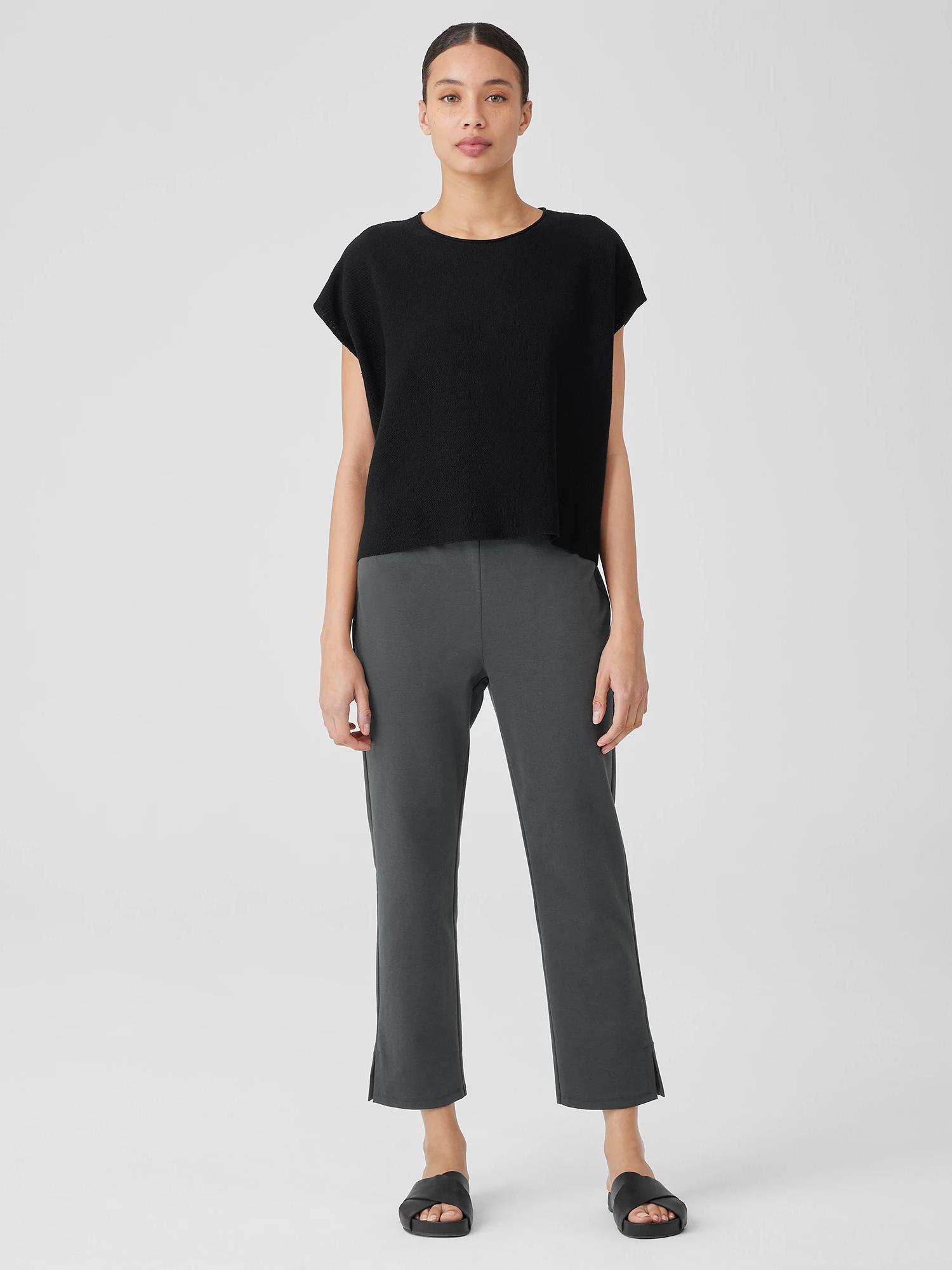 EILEEN FISHER Cotton Blend Ponte Pant with Slitsfemale Product Image