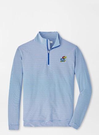 Peter Millar Mens Kansas Perth Sugar Stripe Performance Quarter-Zip | Color: Blue / White | Size: 3XL | KU Product Image