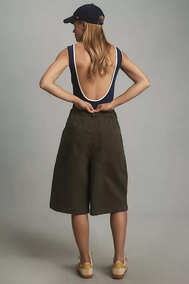 By Anthropologie Long Baggy Camo Shorts Product Image