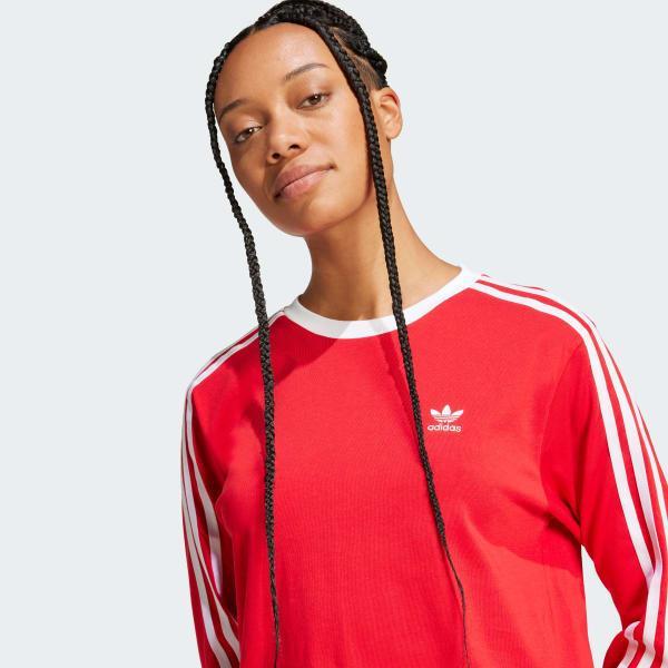 adidas Adicolor 3-Stripes Regular Long Sleeve Tee Better Scarlet XL Womens Product Image