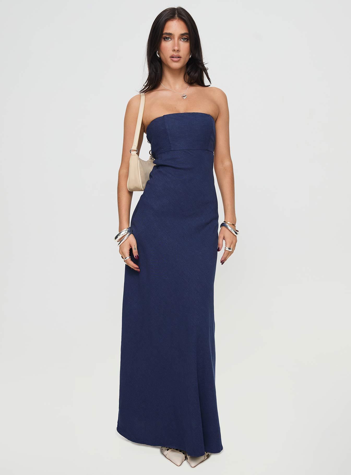 Yahir Strapless Maxi Dress Navy Product Image