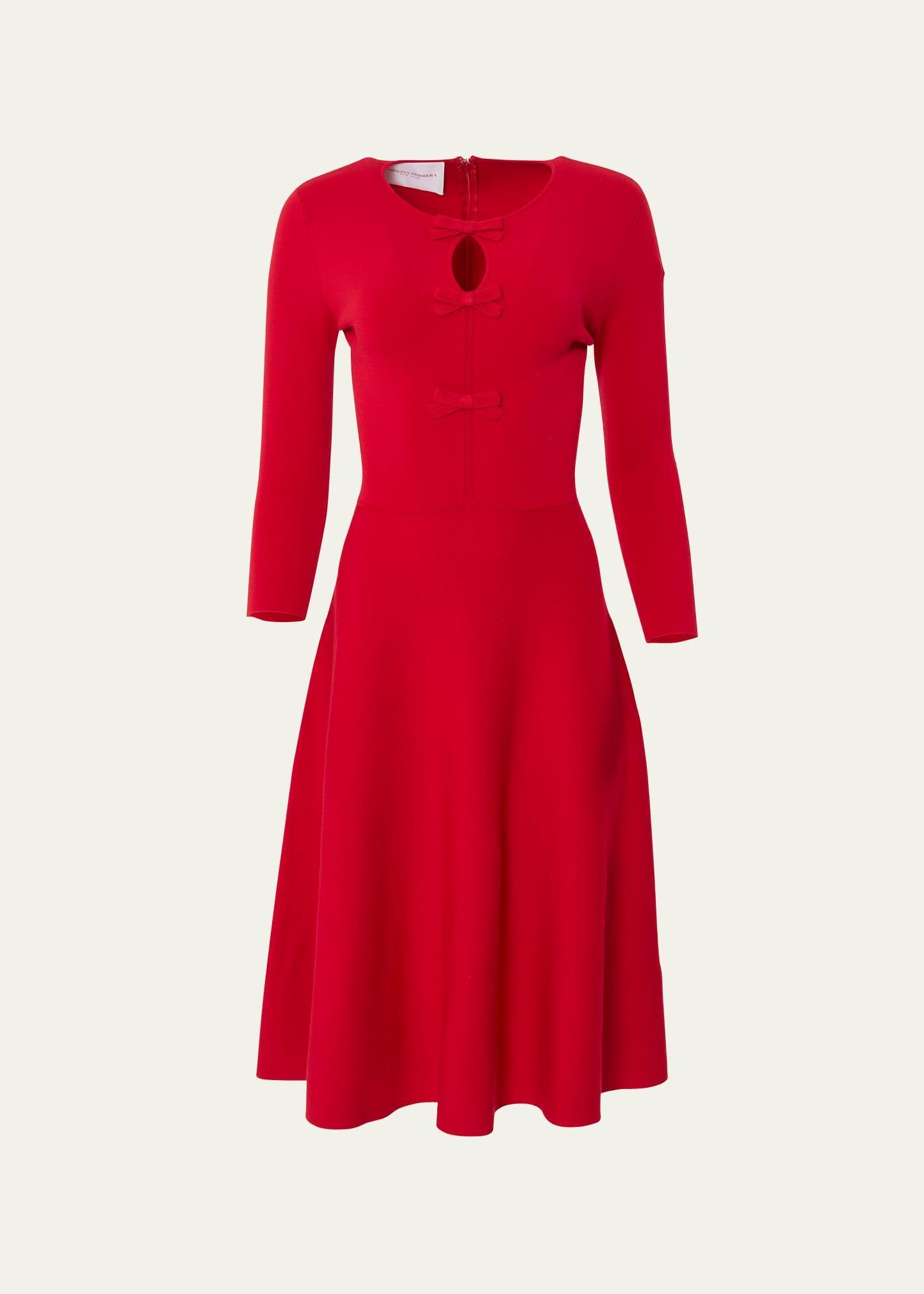 Womens Chalet Wool Knit Fit & Flare Bow-Trimmed Midi Dress Product Image