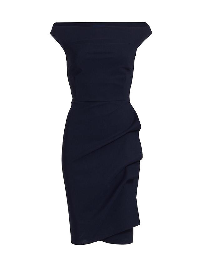 Womens Melania Off-The-Shoulder Side Ruched Cut Out Sheath Dress Product Image