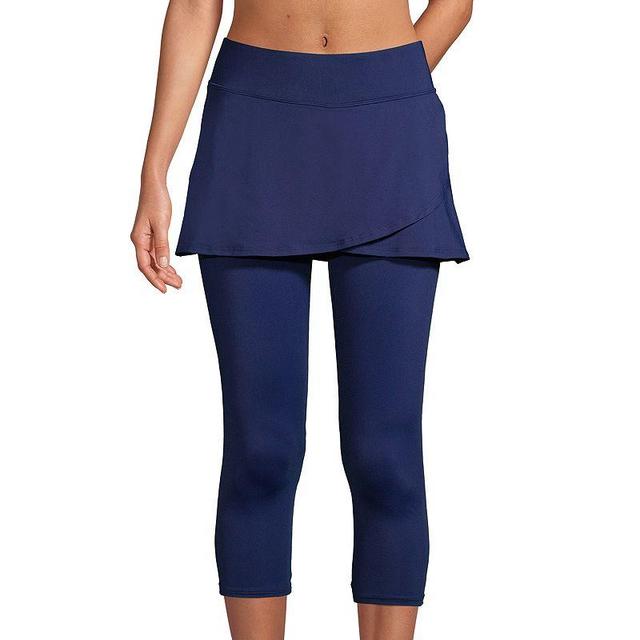 Womens Lands End Swim Skirt & Capri Leggings Deep Blue Product Image