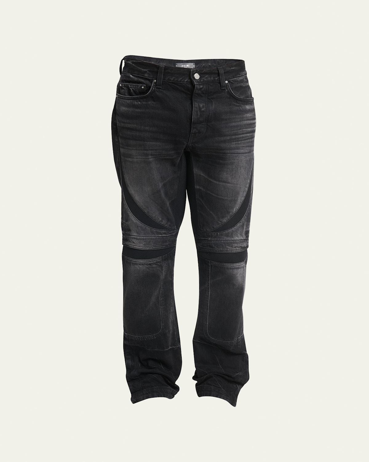 Mens Faded Jeans with Mesh Inserts Product Image