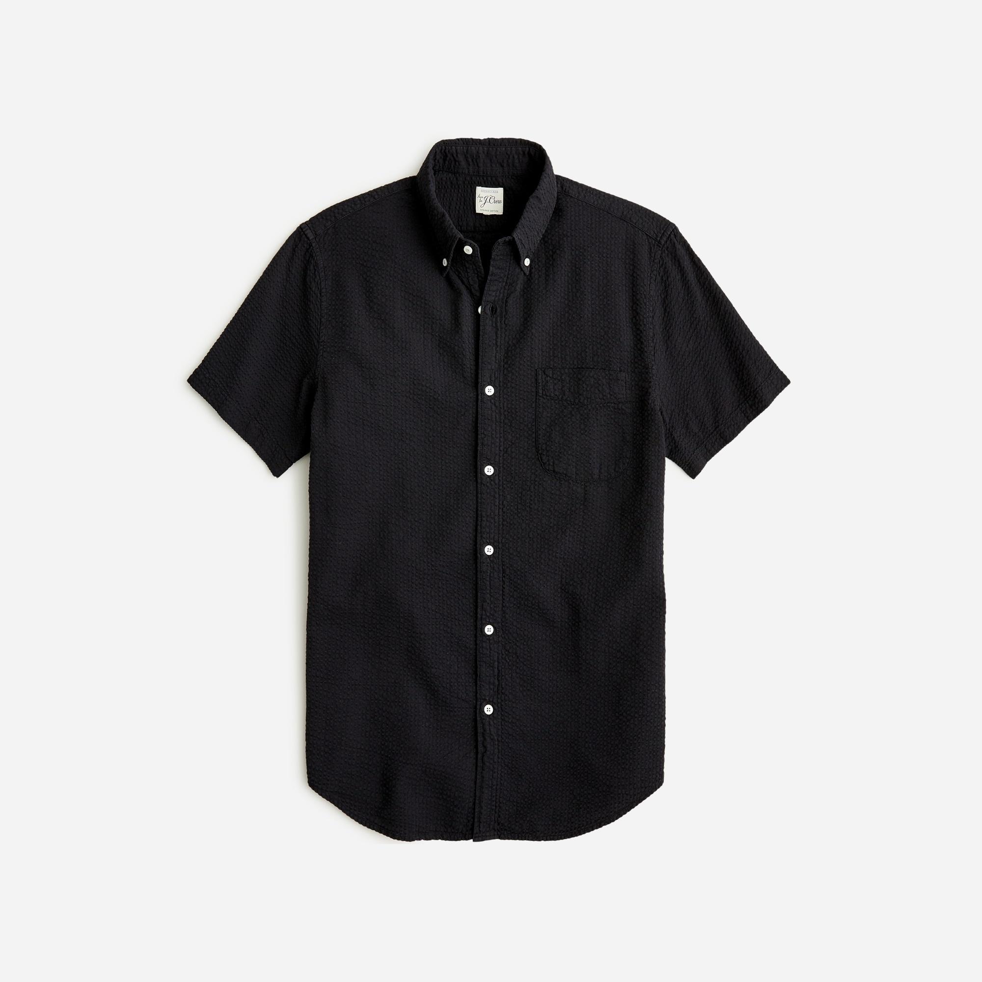 Short-sleeve garment-dyed seersucker shirt Product Image