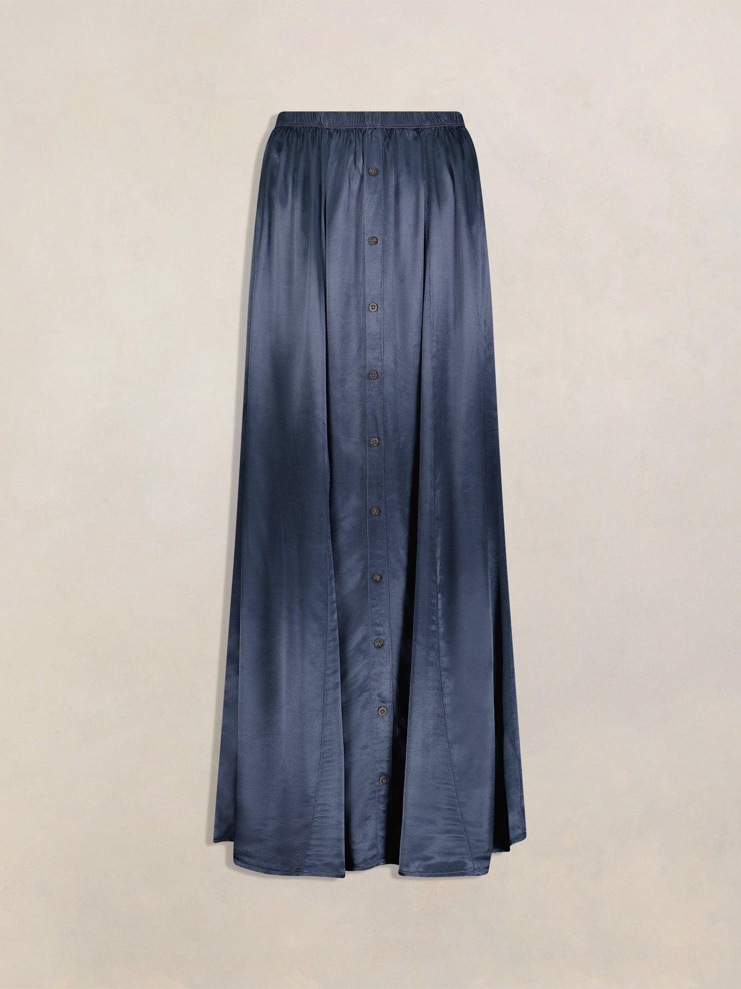 Hard Tail Satin Button Front Maxi Skirt (Style: SAT-35) Product Image