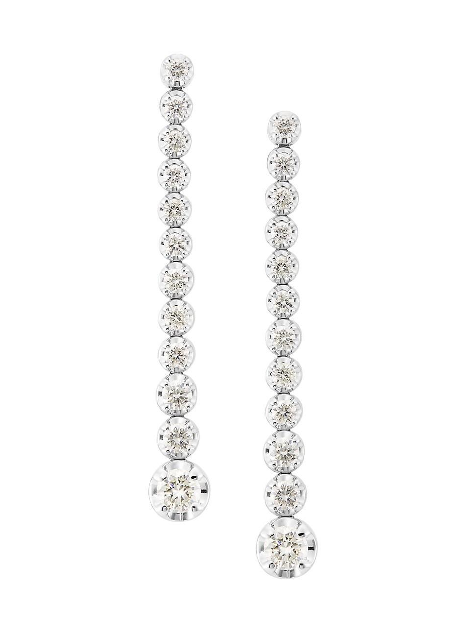 Womens 14K White Gold & 1.35 TCW Diamond Drop Earrings Product Image