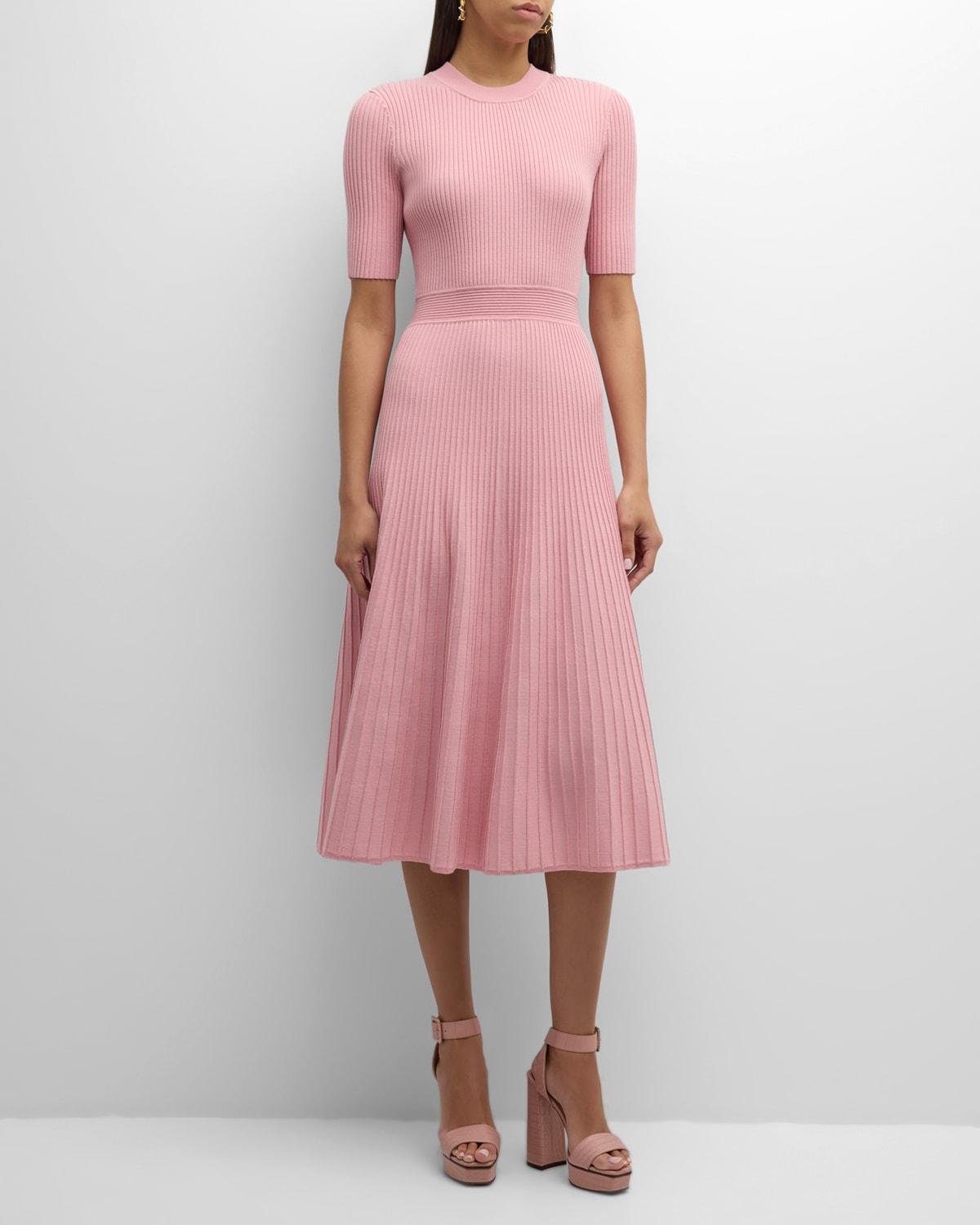 The Kaya Ribbed A-Line Midi Sweater Dress Product Image