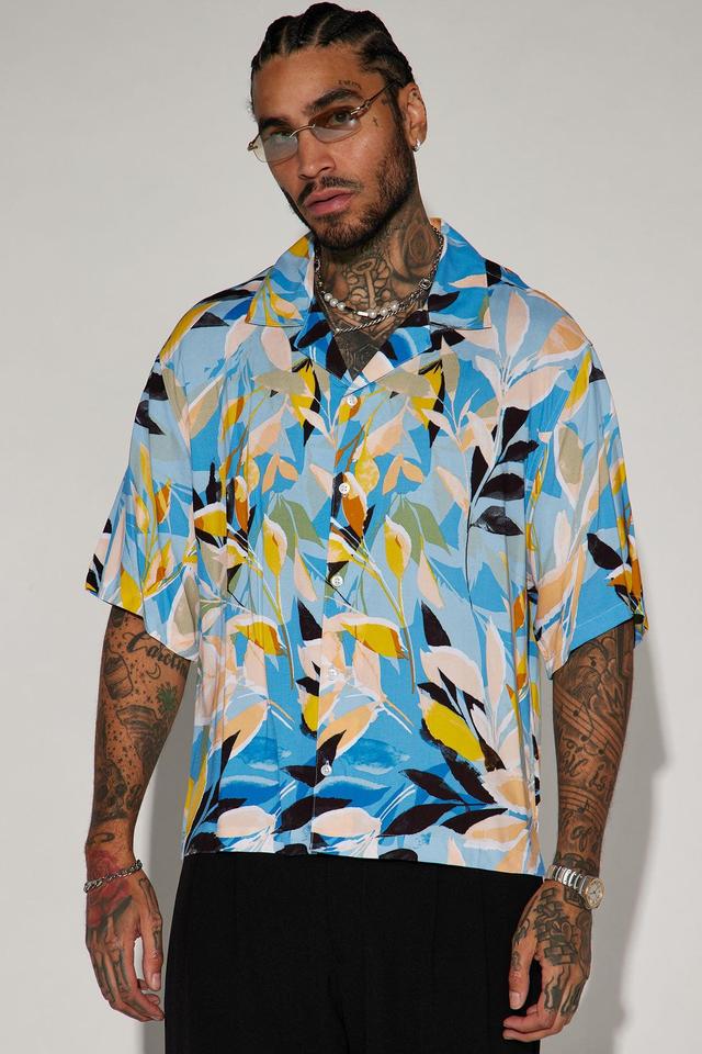 Such A Breeze Button Up Shirt - Blue/combo Product Image