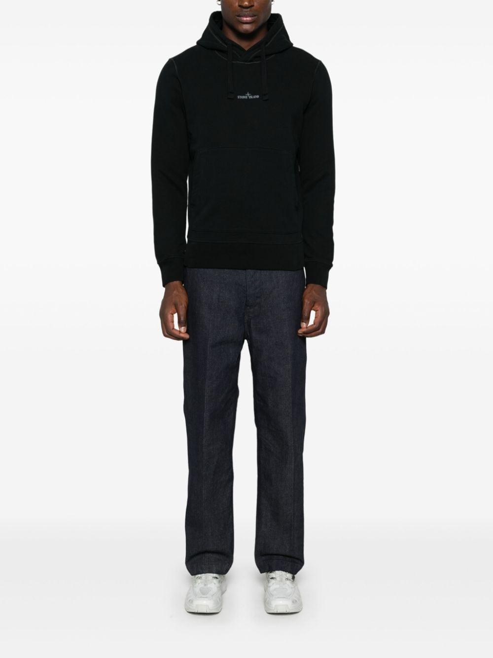 STONE ISLAND Cotton Hoodie In V0029 Black Product Image