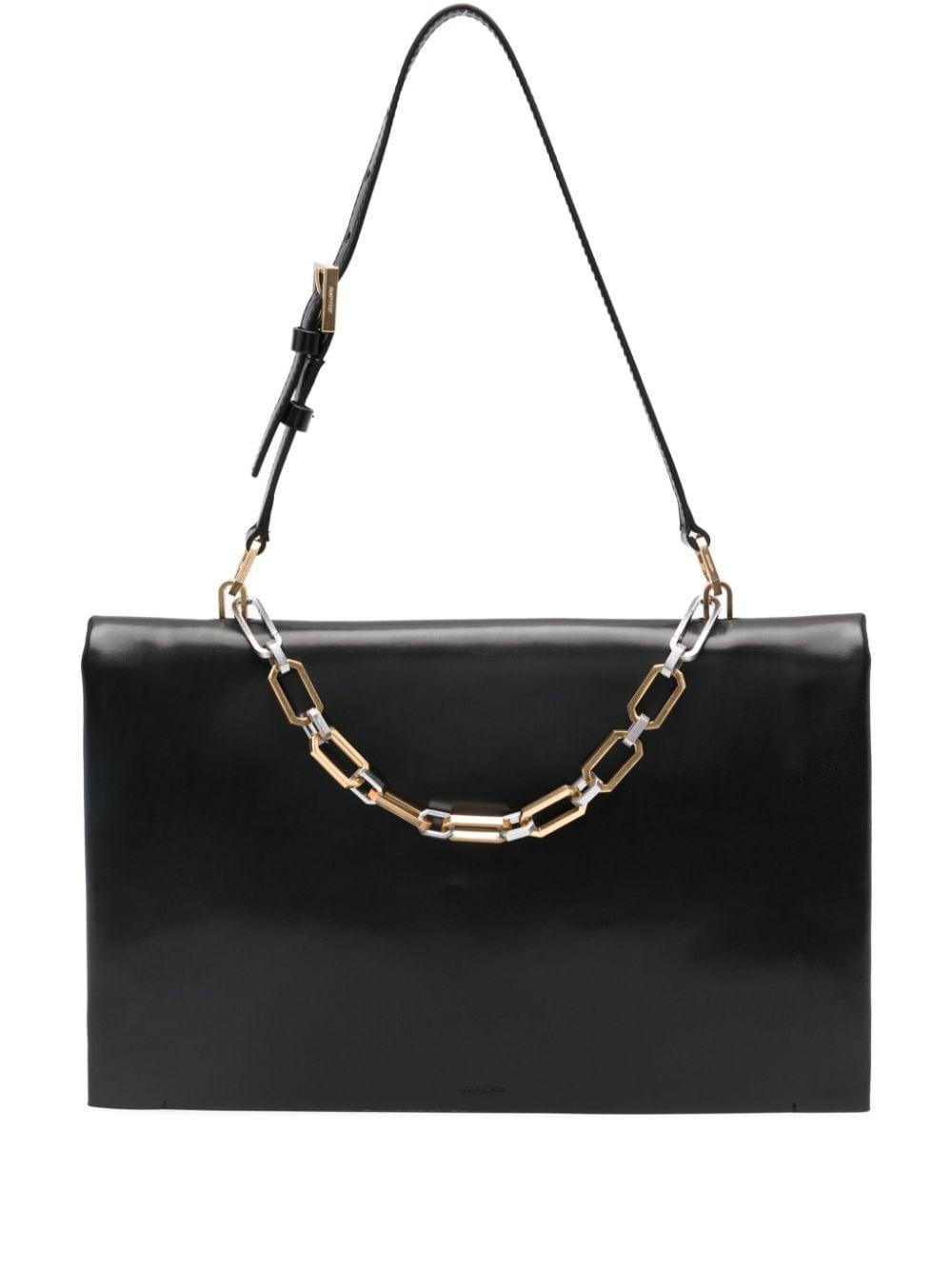 Womens Black Luca Logo-debossed Chain-strap Leather Shoulder Bag Product Image