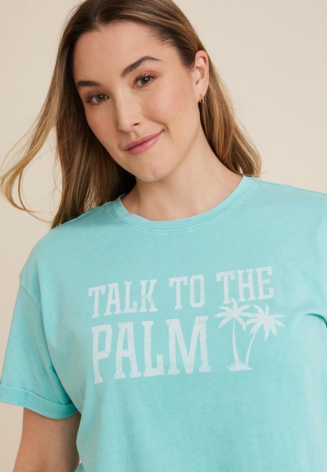 Maurices 0X Plus Size Womens Talk To The Palm Graphic Tee Blue Product Image