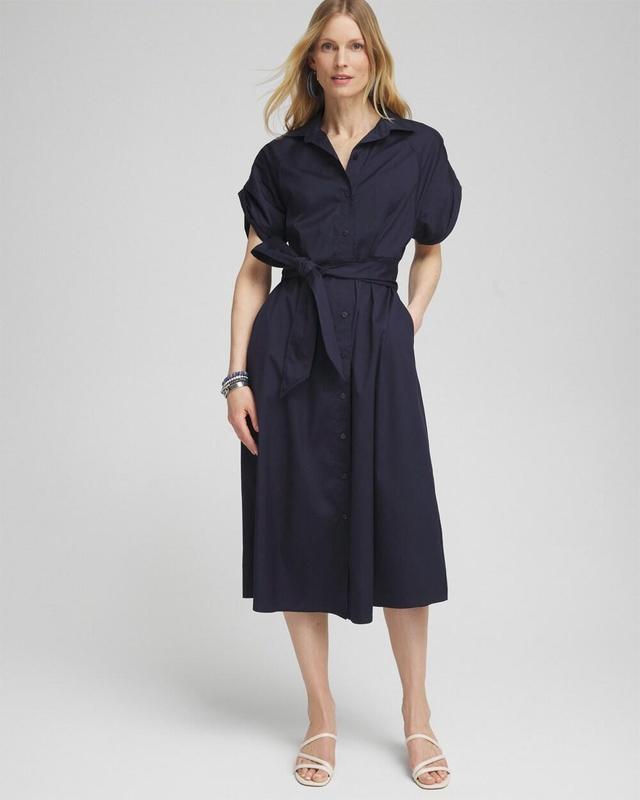 Women's Poplin Tie Waist Shirt Dress Product Image