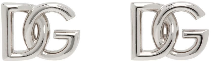 Silver Logo Stud Earrings In 87655 Argento/pallad Product Image