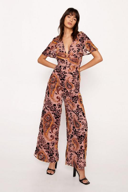 Paisley Devore Angel Sleeve Jumpsuit Product Image