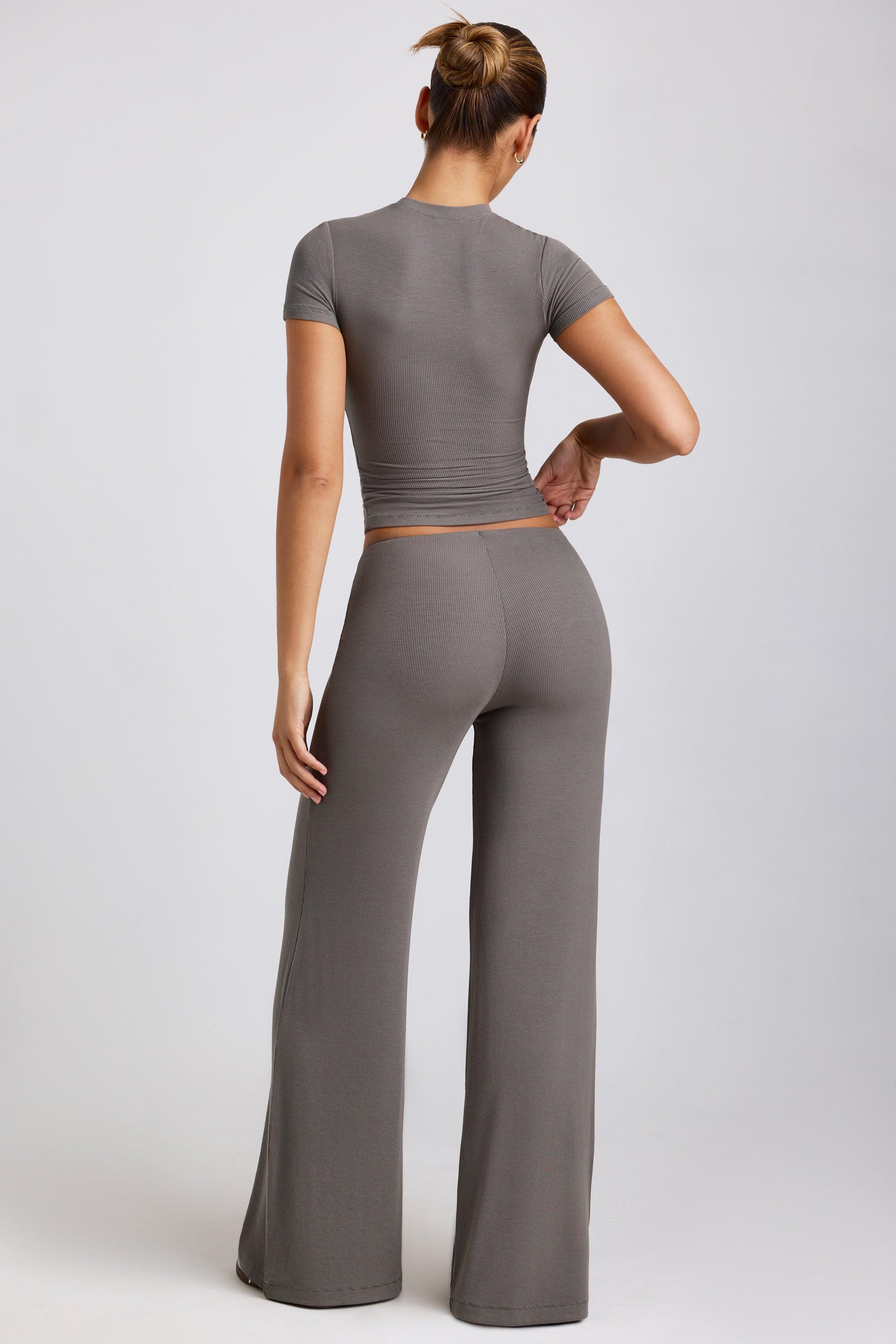 Tall Mid Rise Wide Leg Trouser in Grey Female Product Image