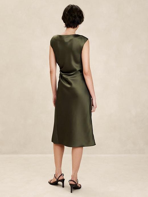 Shirred-Side Satin Midi Dress Product Image