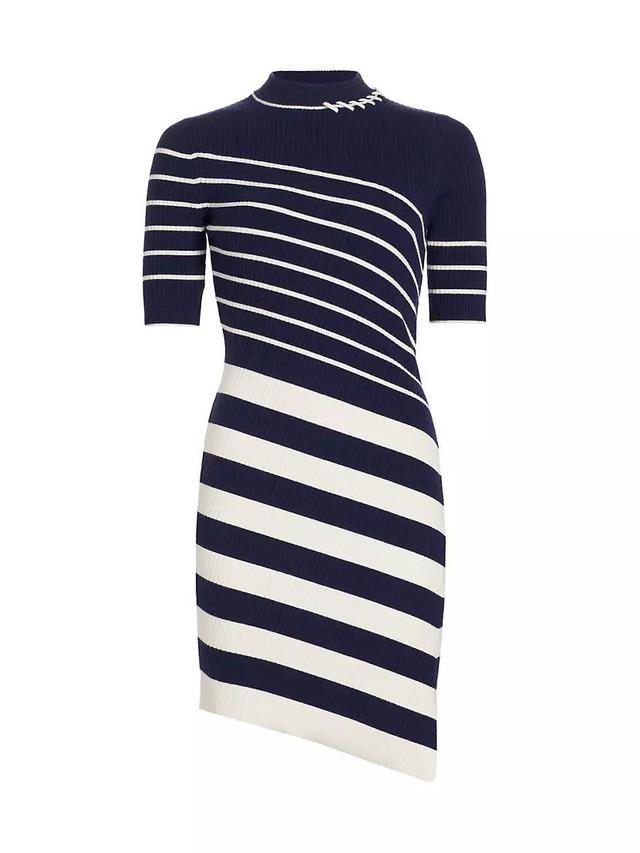 Noah Asymmetric Stripe Ribbed Wool Minidress Product Image