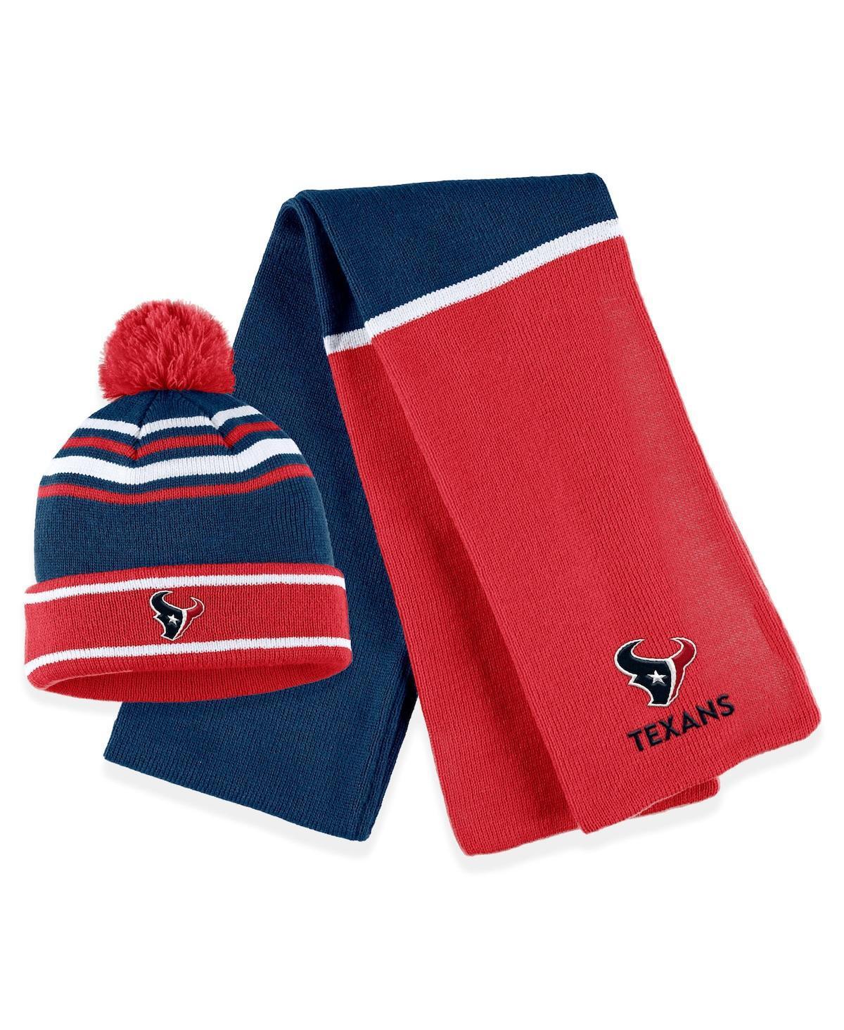 Womens Wear by Erin Andrews Navy Houston Texans Colorblock Cuffed Knit Hat with Pom and Scarf Set Product Image