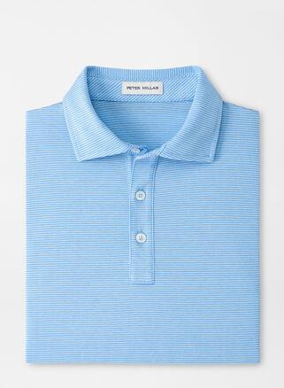 Peter Millar Mens Pilot Mill Haynes Stripe Short-Sleeve Polo | Color: Cottage Blue | Size: L Product Image