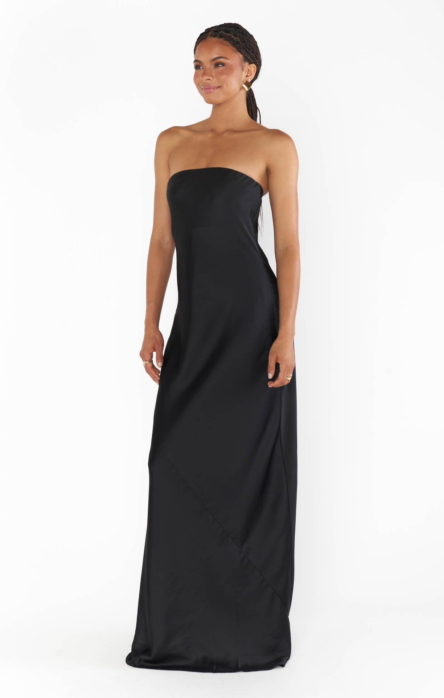 Taylor Tube Maxi Dress ~ Black Luxe Satin Product Image