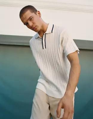 AE Weekend Tipped Sweater Polo Shirt Product Image