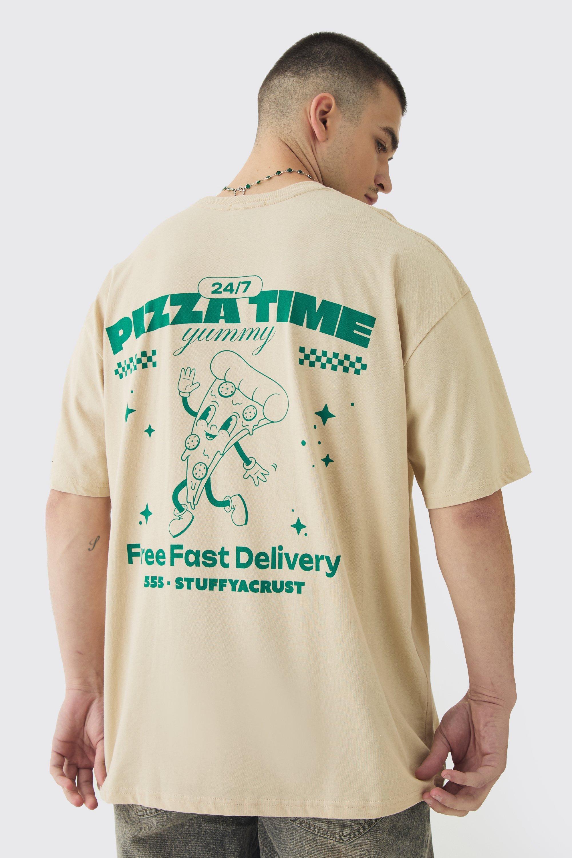 Tall Oversized Pizza Graphic T-Shirt | boohooMAN USA Product Image