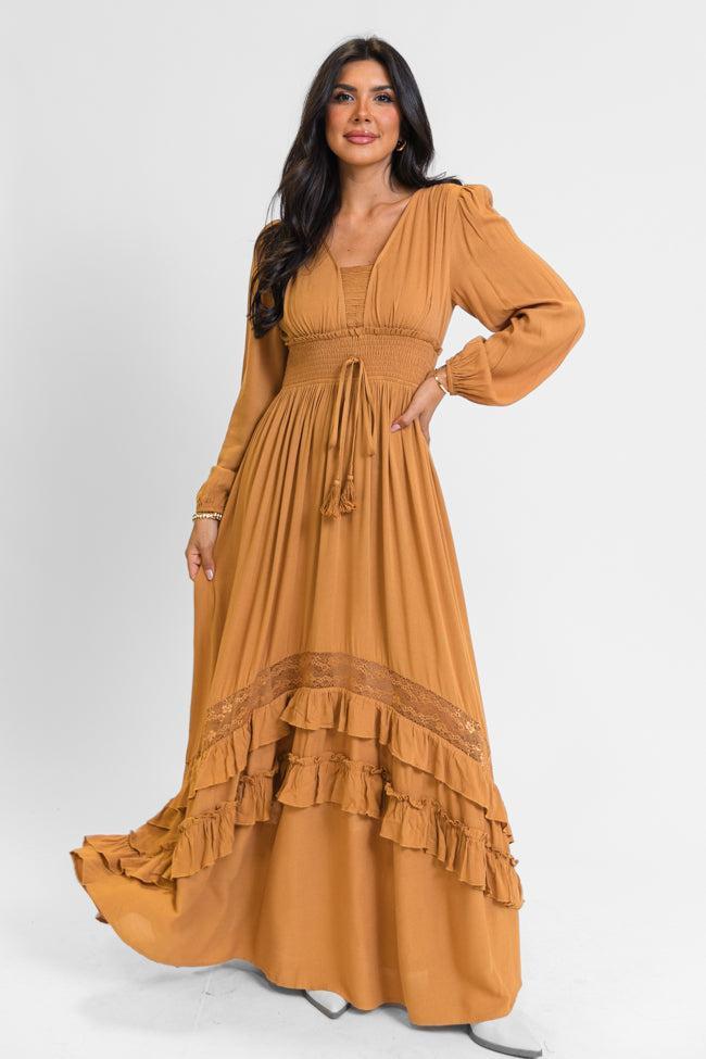 Lucky To Have You Camel Maxi Dress Product Image