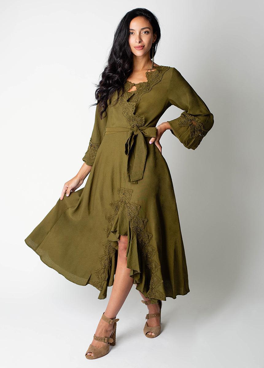 Felicite Dress in Army Green Product Image