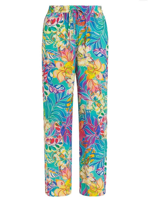 Womens Helena Floral Straight-Leg Pants Product Image