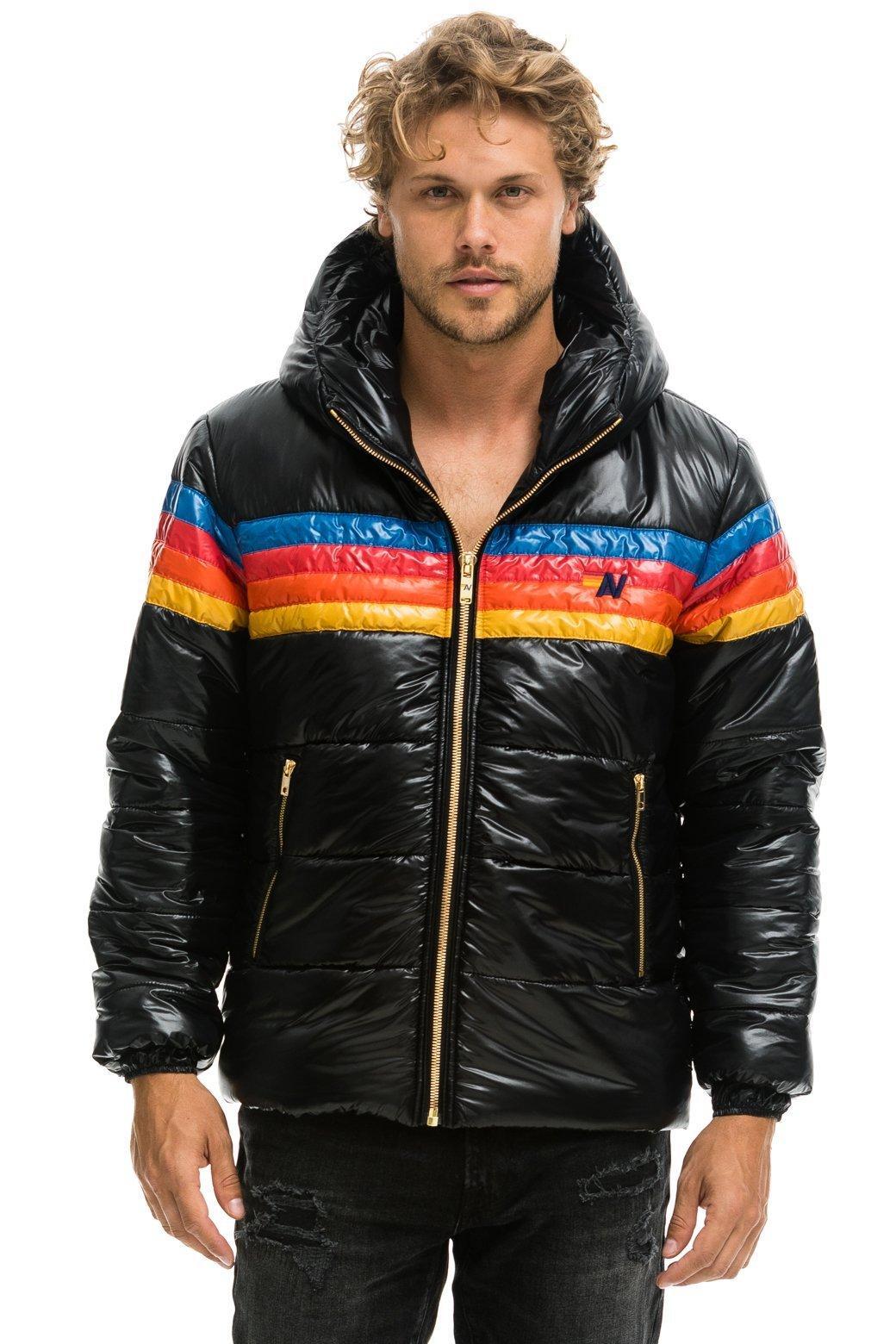 4 STRIPE LUXE TREKKER JACKET - GLOSSY BLACK Male Product Image