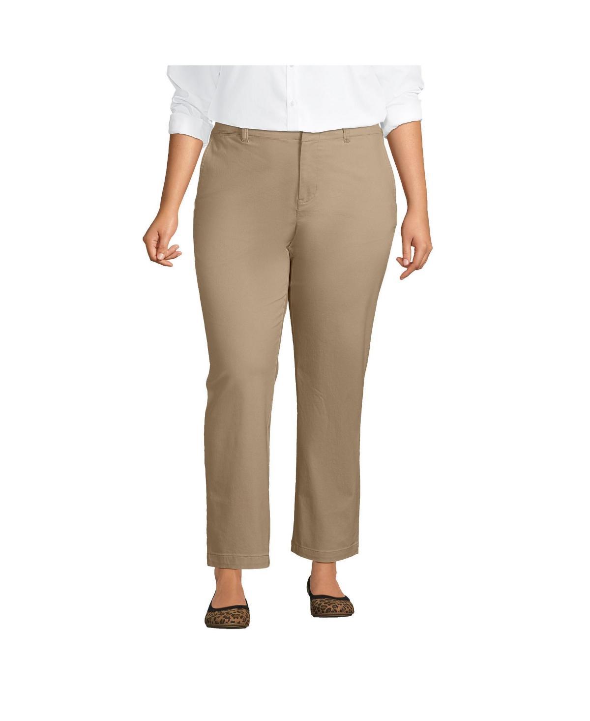 Lands End Womens Mid Rise Classic Straight Leg Chino Ankle Pants Product Image