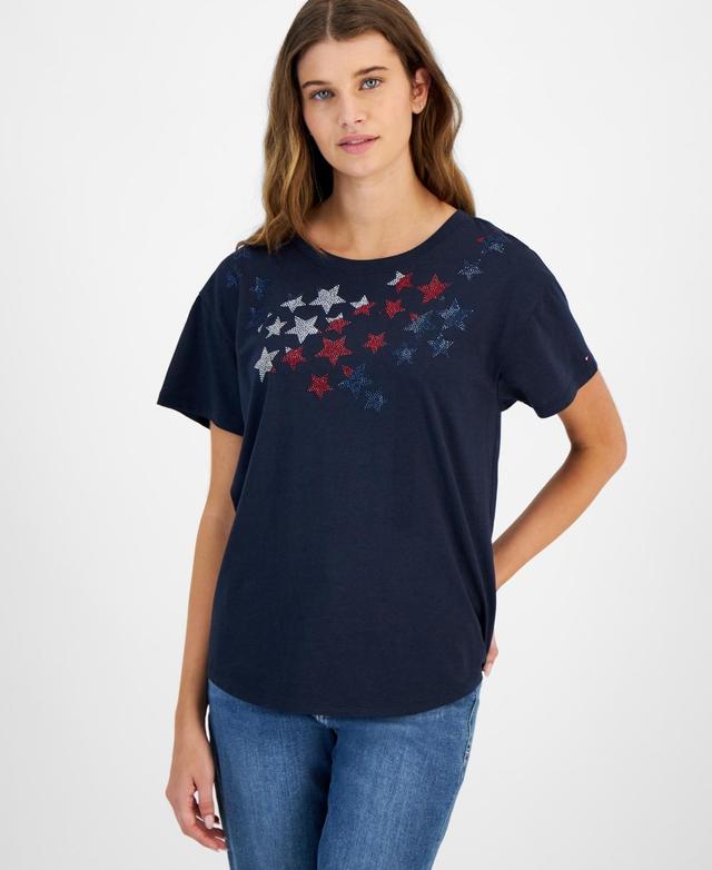 Women's Embellished-Star Short-Sleeve T-Shirt  Product Image