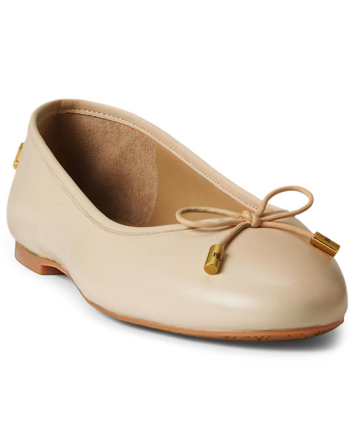 Lauren Ralph Lauren Jayna Bow Detail Leather Ballet Flats Product Image