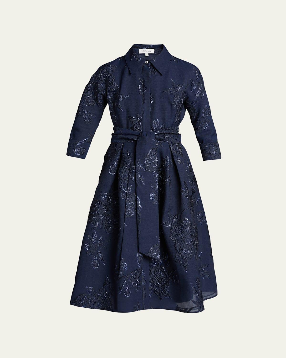 Womens Jacquard Floral-Print Shirtdress Product Image